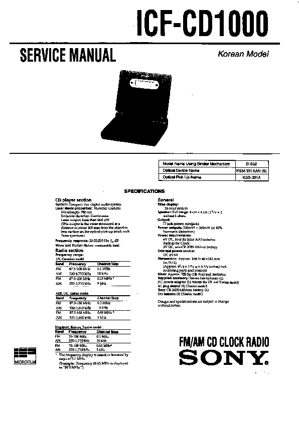 Sony icf c1 manual